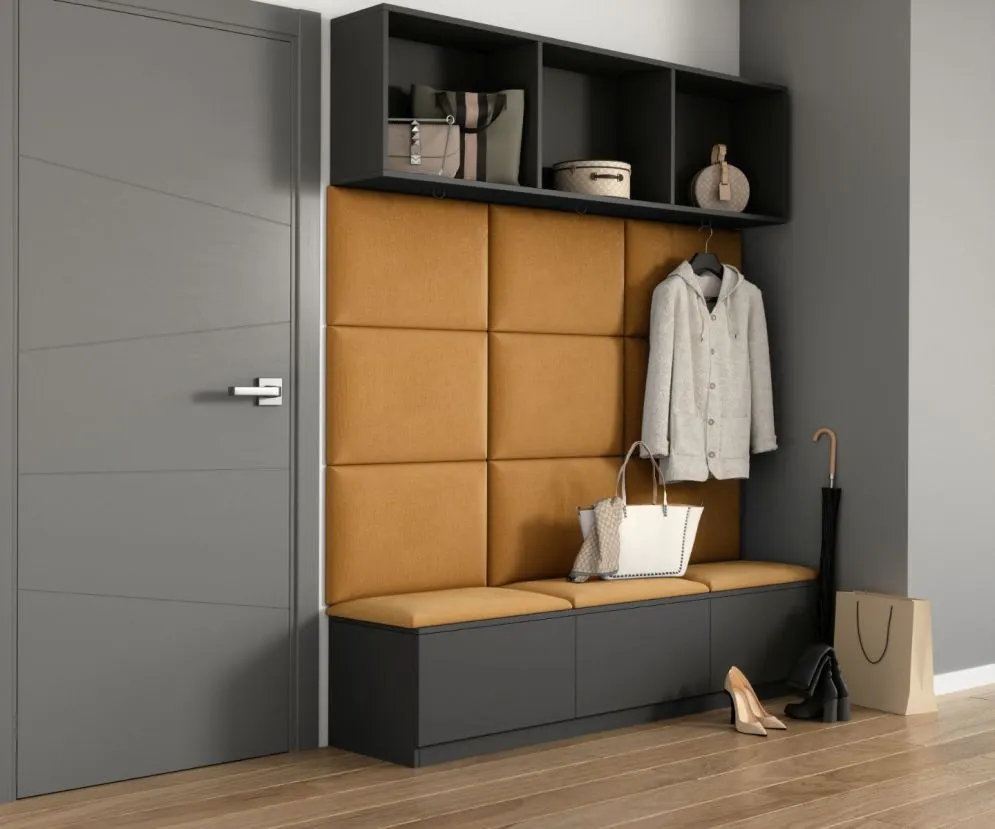 Zestaw 12 paneli tapicerowanych SQUARE 180x120 żółty na ścianę I sklep meblowy MIRAT.