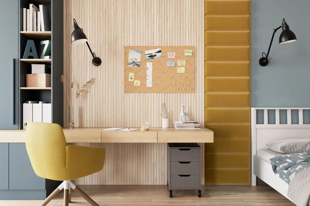 Panel tapicerowany SQUARE 50x20 żółty do sypialni I sklep meblowy MIRAT.