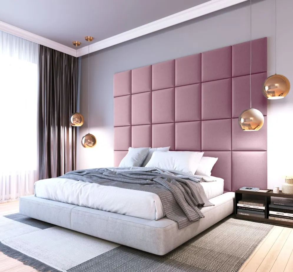 Zestaw 24 miękkich paneli tapicerowanych SQUARE 240x180 różowy I sklep meblowy MIRAT.