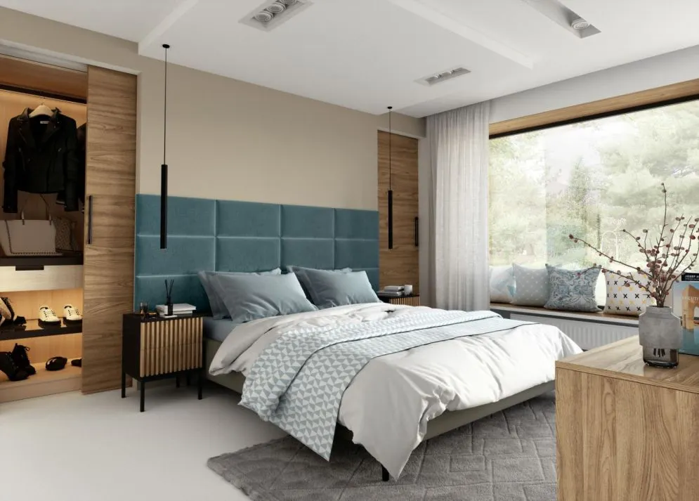Panel tapicerowany SQUARE 60x30 morski dekoracyjny I sklep meblowy MIRAT.