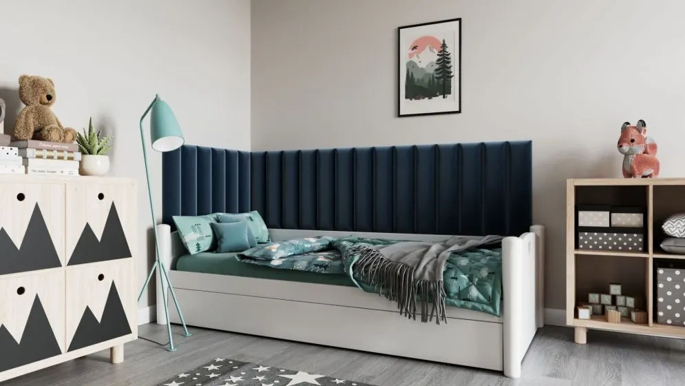 Zestaw 20 aksamitnych paneli tapicerowanych SQUARE 210x90x60 granatowy I sklep meblowy MIRAT.