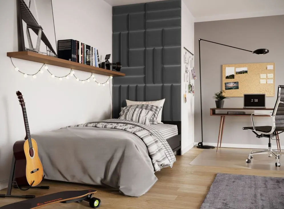 Panel tapicerowany SQUARE 40x40 ciemnoszary do salonu I sklep meblowy MIRAT.