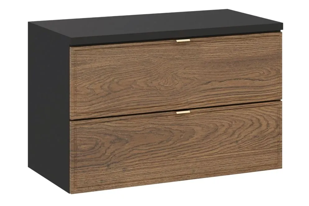 Szafka pod umywalkę nablatową TALIA CASELLA 2S 80cm dąb casella/czarny mat z blatem I sklep meblowy MIRAT. styl KLASYCZNY, LOFT