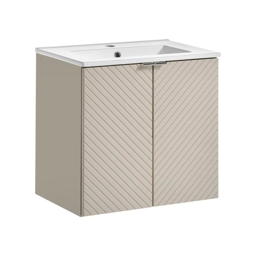 Wisząca szafka pod umywalkę VIVA CASHMERE 2D 60cm kaszmirowy mat I sklep meblowy MIRAT. styl GLAMOUR, RYFLOWANY