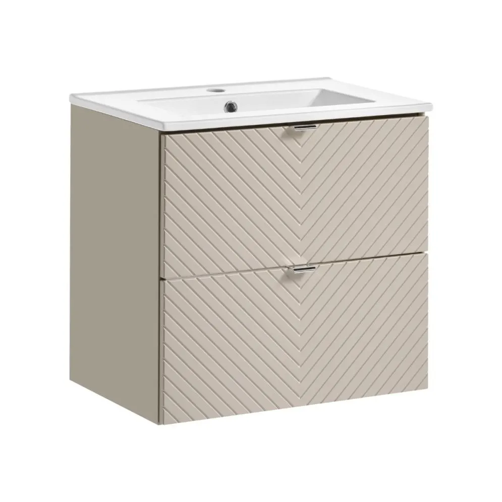 Szafka pod umywalkę VIVA CASHMERE 2S 60cm kaszmirowy mat I sklep meblowy MIRAT. styl GLAMOUR, RYFLOWANY