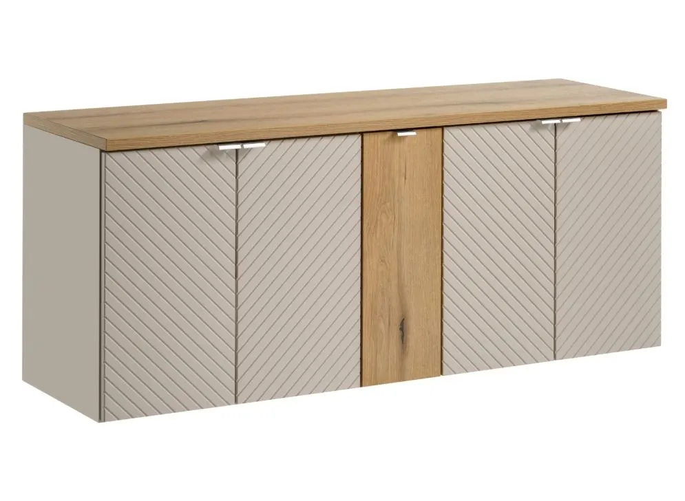 Szafka pod umywalkę nablatową VIVA CASHMERE 2D 60cmx2 kaszmirowy mat - zestaw 140cm z regałem I sklep meblowy MIRAT. styl GLAMOUR, RYFLOWANY kolekcja VIVA