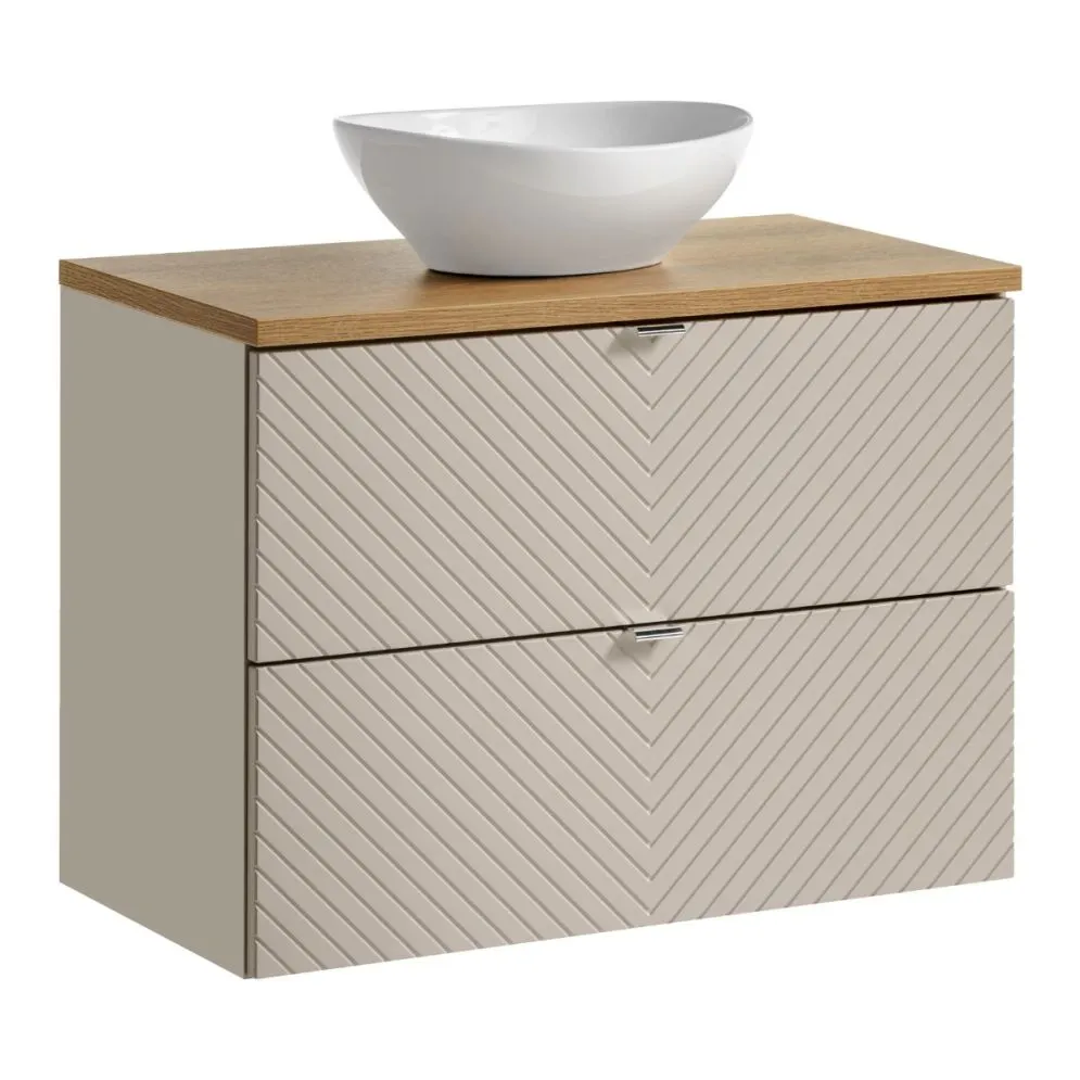 Szafka pod umywalkę VIVA CASHMERE 2S 80cm kaszmirowy mat I sklep meblowy MIRAT. styl GLAMOUR, RYFLOWANY