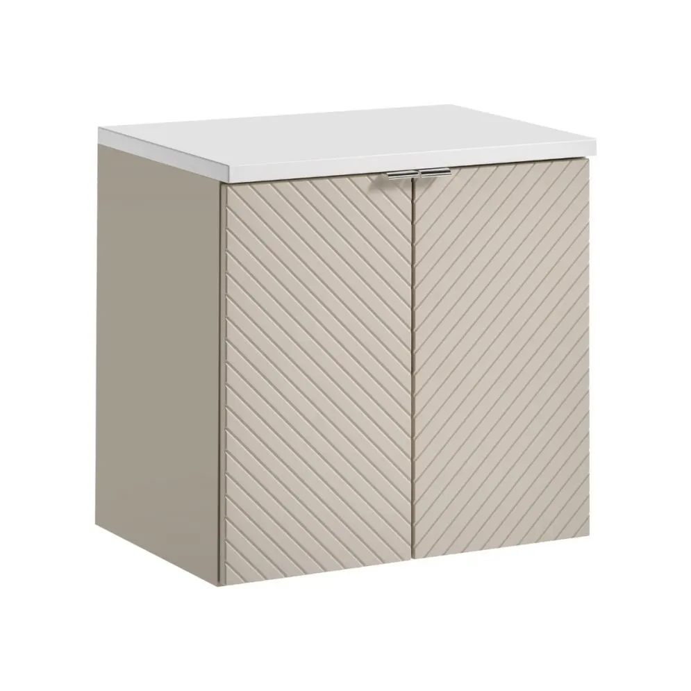 Wisząca szafka pod umywalkę VIVA CASHMERE 2D 60cm kaszmirowy mat I sklep meblowy MIRAT. styl GLAMOUR, RYFLOWANY