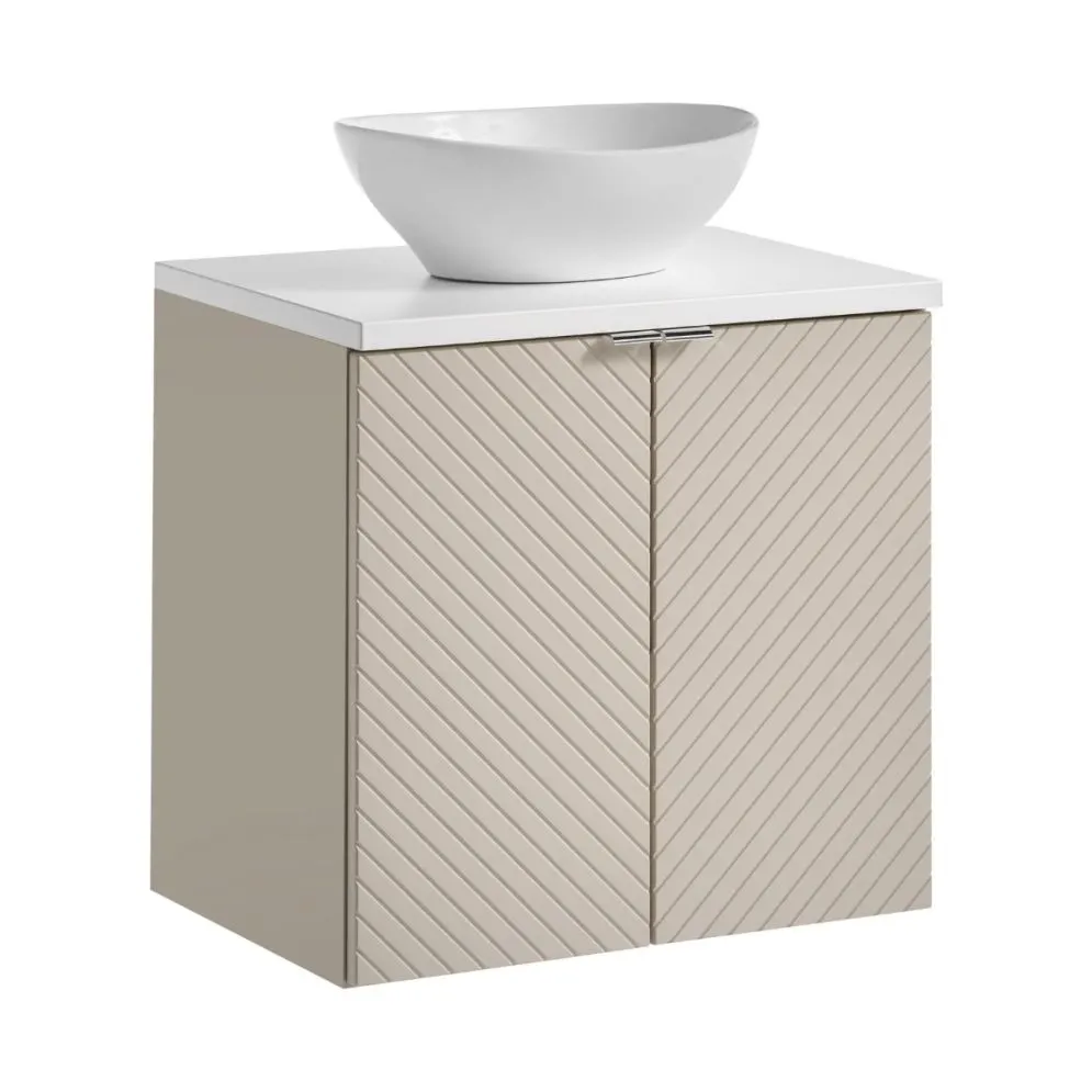 Wisząca szafka pod umywalkę VIVA CASHMERE 2D 60cm kaszmirowy mat I sklep meblowy MIRAT. styl GLAMOUR, RYFLOWANY