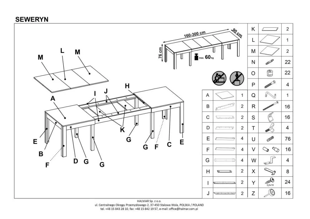 Stół SEWERYN biały rozkładany dla 12 osób | MIRAT. w stylu kolekcja