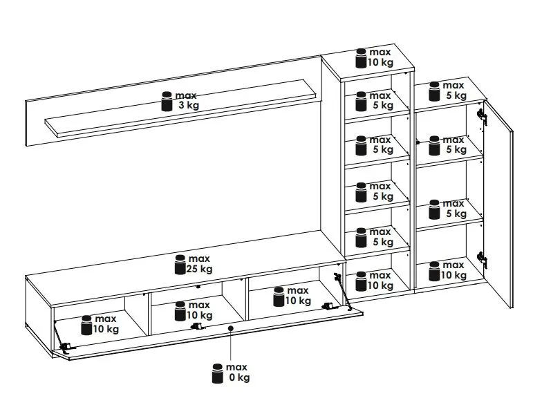 Meblościanka SILK III dąb ribbeck/czarny mat loftowa I sklep meblowy MIRAT.  kolekcja SILK