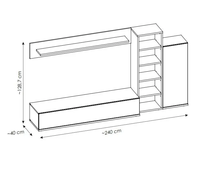 Meblościanka SILK III dąb wotan/antracyt do salonu I sklep meblowy MIRAT.  kolekcja SILK
