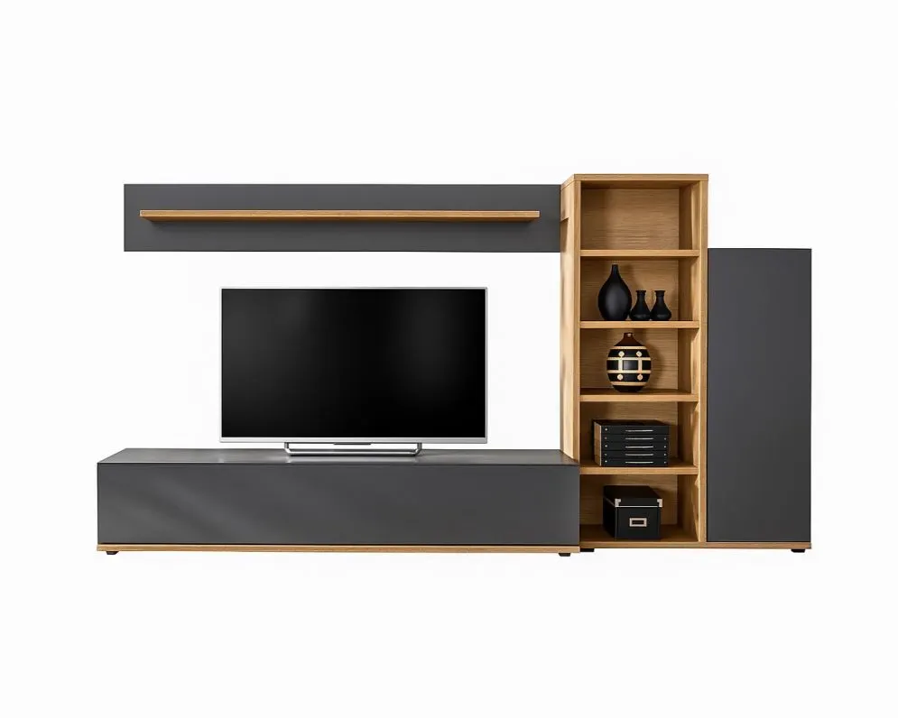 Meblościanka SILK III dąb wotan/antracyt do salonu I sklep meblowy MIRAT.  kolekcja SILK