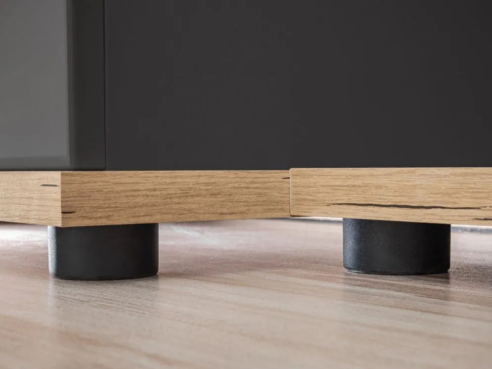 Meblościanka SILK II dąb wotan/antracyt z podświetleniem LED I sklep meblowy MIRAT.