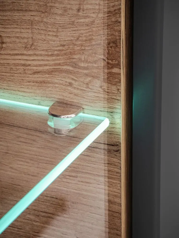 Meblościanka SILK II dąb wotan/antracyt z podświetleniem LED I sklep meblowy MIRAT.