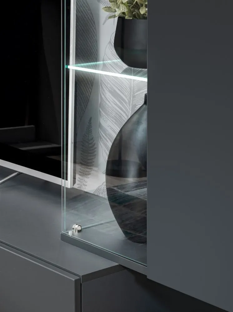 Meblościanka SILK II dąb wotan/antracyt z podświetleniem LED I sklep meblowy MIRAT.