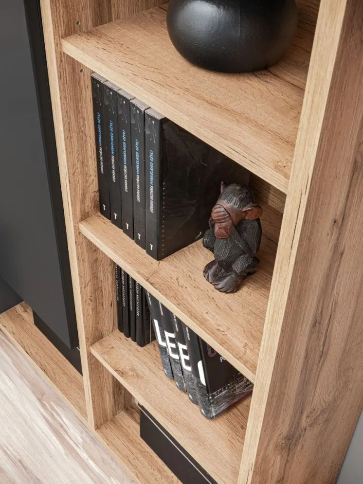 Meblościanka SILK II dąb wotan/antracyt z podświetleniem LED I sklep meblowy MIRAT.