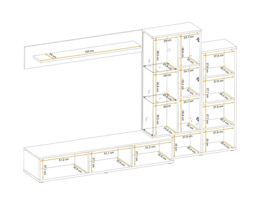 Meblościanka SILK II wiąz/biały połysk nowoczesna I sklep meblowy MIRAT.