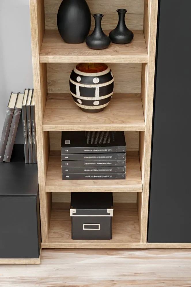 Meblościanka SILK III dąb ribbeck/czarny mat loftowa I sklep meblowy MIRAT.  kolekcja SILK