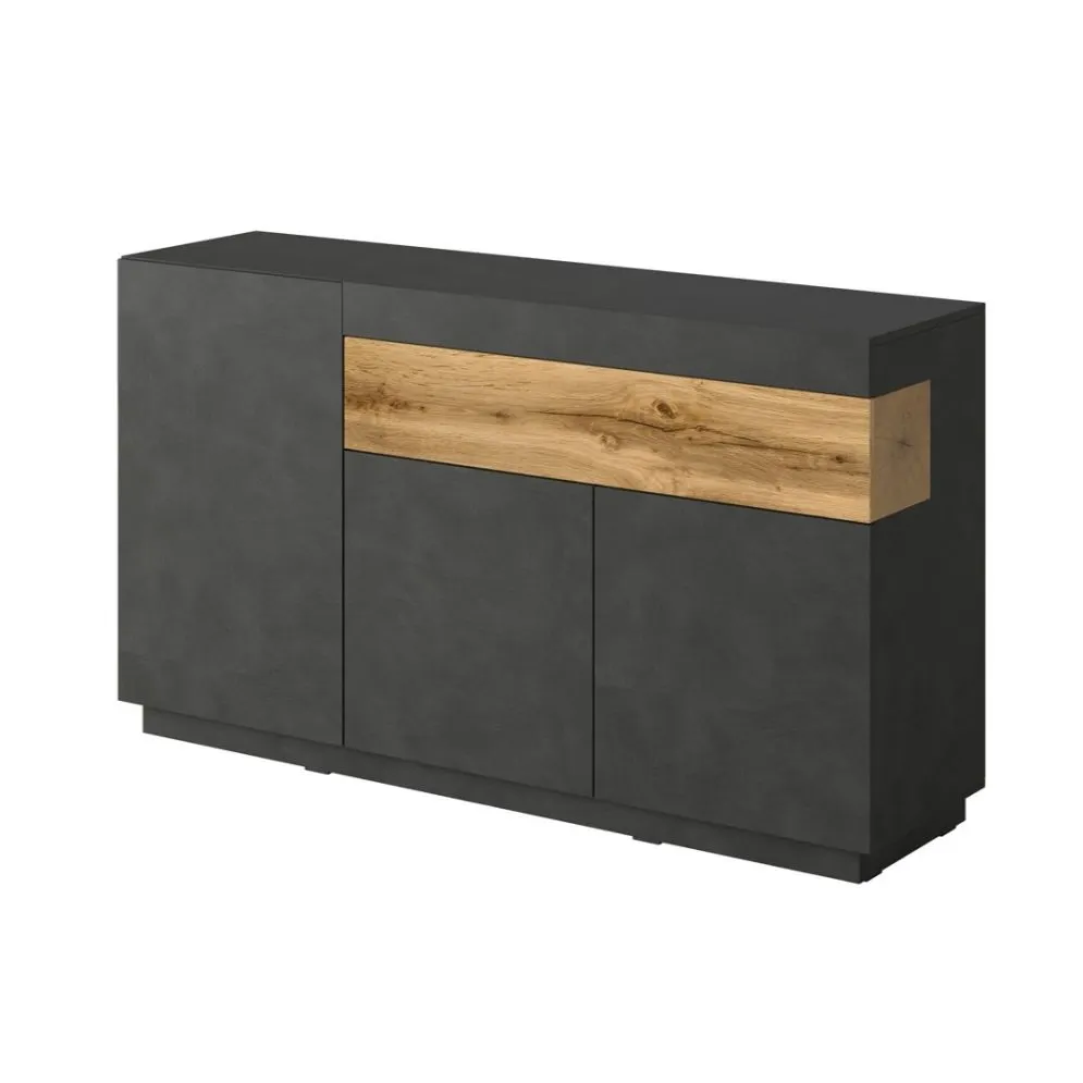 Komoda SILKE 3D1S 150cm matera/dąb wotan z szufladą I sklep meblowy MIRAT. styl SKANDYNAWSKI kolekcja SILKE