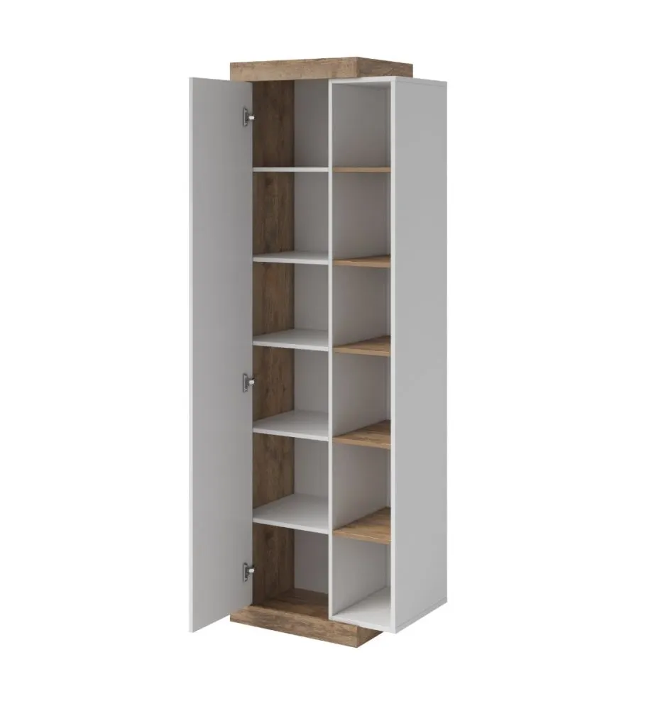 Witryna wysoka SINTRA 1D 67cm dąb samdal/biały połysk do salonu I sklep meblowy MIRAT. styl SKANDYNAWSKI kolekcja SINTRA