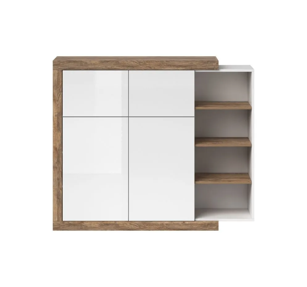 Komoda wysoka SINTRA 2D2KL 150cm dąb samdal/biały połysk I sklep meblowy MIRAT. styl SKANDYNAWSKI kolekcja SINTRA