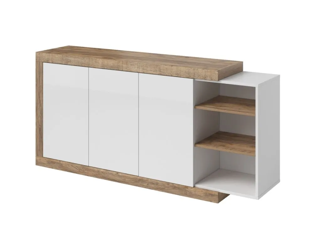 Komoda SINTRA 3D 180cm dąb samdal/biały połysk do sypialni I sklep meblowy MIRAT. styl SKANDYNAWSKI kolekcja SINTRA