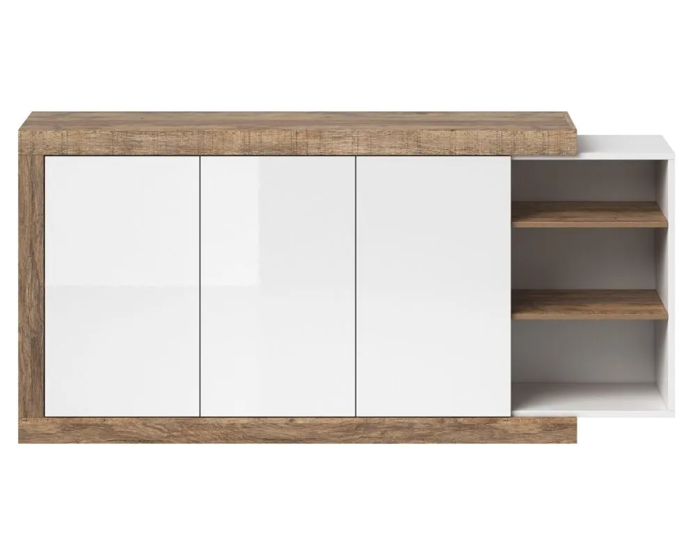 Komoda SINTRA 3D 180cm dąb samdal/biały połysk do sypialni I sklep meblowy MIRAT. styl SKANDYNAWSKI kolekcja SINTRA