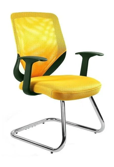 Fotel MOBI SKID żółty z chromowanym stelażem typu płoza | MIRAT. w stylu  kolekcja