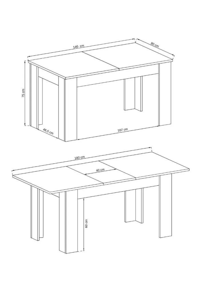 Stół rozkładany BROKON 140(180)x80 dąb riviera do jadalni | MIRAT. w stylu  kolekcja BROKON