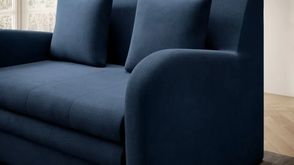 Sofa rozkładana z funkcją spania ARIO granatowa z pojemnikiem na pościel I sklep meblowy MIRAT.
