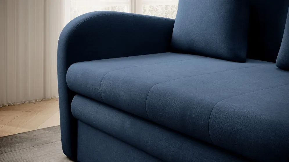 Sofa rozkładana z funkcją spania ARIO granatowa z pojemnikiem na pościel I sklep meblowy MIRAT.