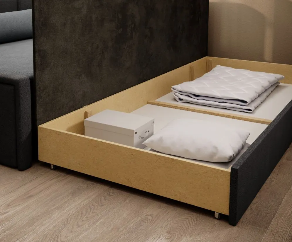 Elegancka sofa rozkładana z funkcją spania FULGEO czarna/szara prawa I sklep meblowy MIRAT.