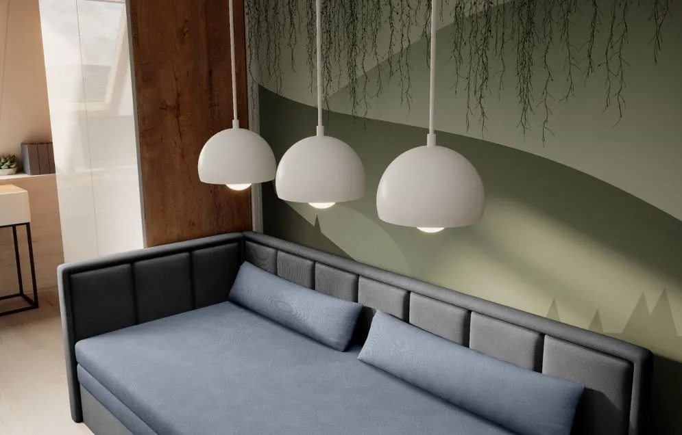 Sofa rozkładana z funkcją spania FULGEO szara/granatowa lewa do salonu I sklep meblowy MIRAT.