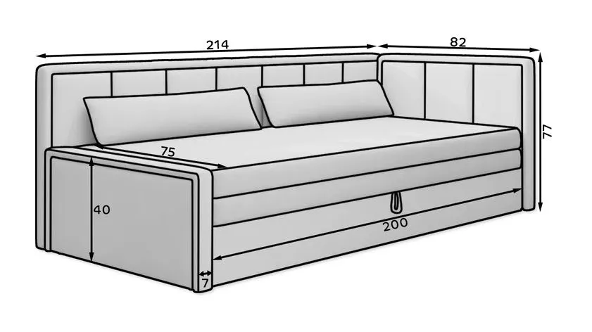 Sofa rozkładana z funkcją spania FULGEO różowa/jasnofioletowa prawa - powystawowy I sklep meblowy MIRAT.