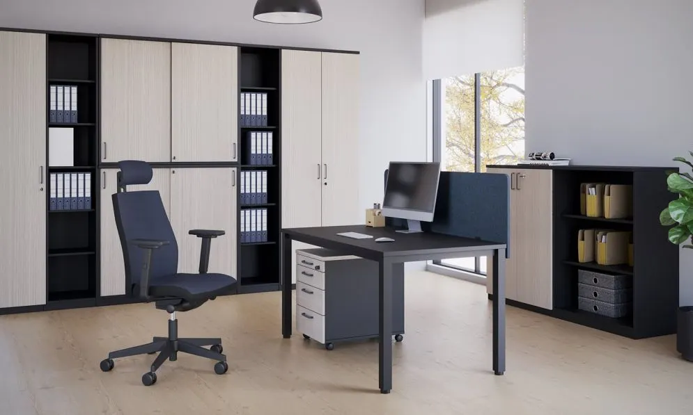 Szafka biurowa przesuwna EASY SPACE CABINET S 1.5-OH 120cm czarna zamykana I sklep meblowy MIRAT.