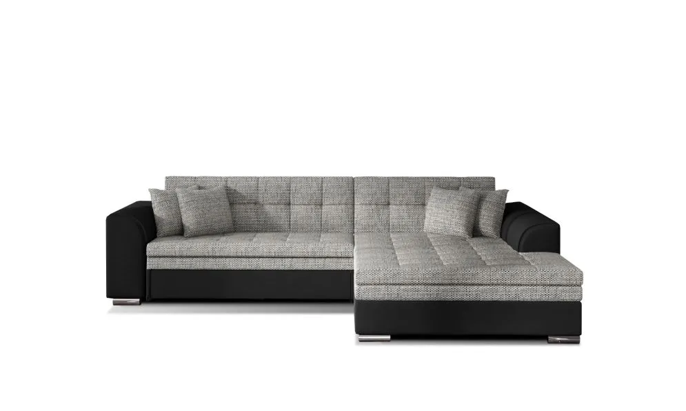 Narożnik z funkcją spania SORENTO szary/czary prawy dwukolorowy pikowany | MIRAT. w stylu  kolekcja