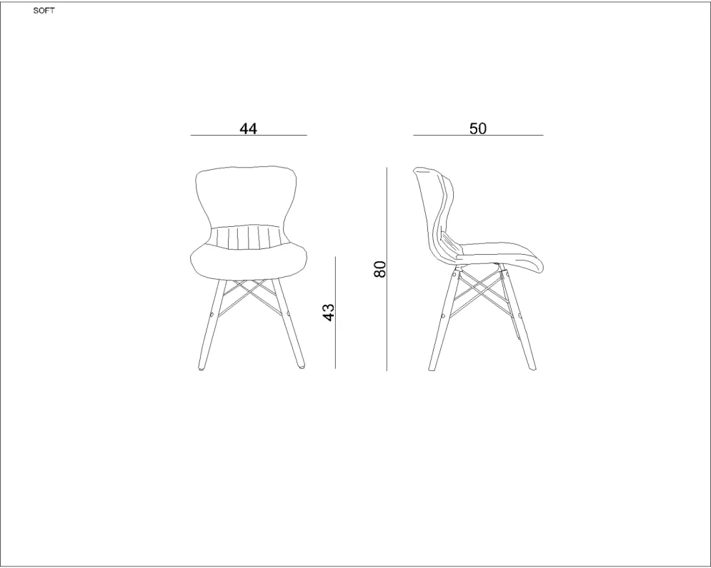 Krzesło SOFT czarne tapicerowane z drewnianymi nogami | MIRAT.