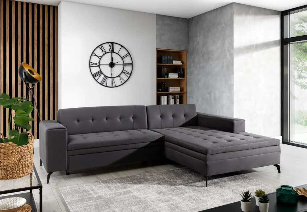Narożnik z funkcją spania SOLANGE VELVET zielony prawy rozkładany | MIRAT. w stylu GLAMOUR kolekcja