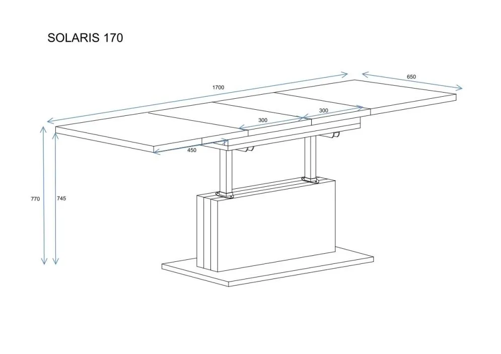 Ława rozkładana SOLARIS 110(170)x65 dąb artisan z podnośnikiem pneumatycznym I sklep meblowy MIRAT.