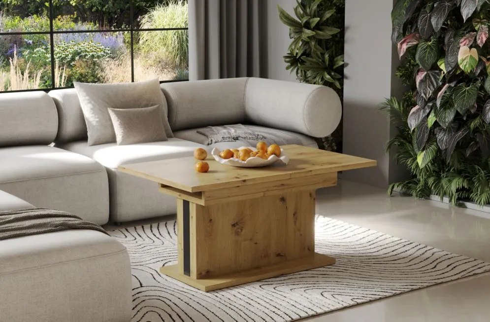 Ława rozkładana SOLARIS 110(170)x65 dąb artisan z podnośnikiem pneumatycznym I sklep meblowy MIRAT.