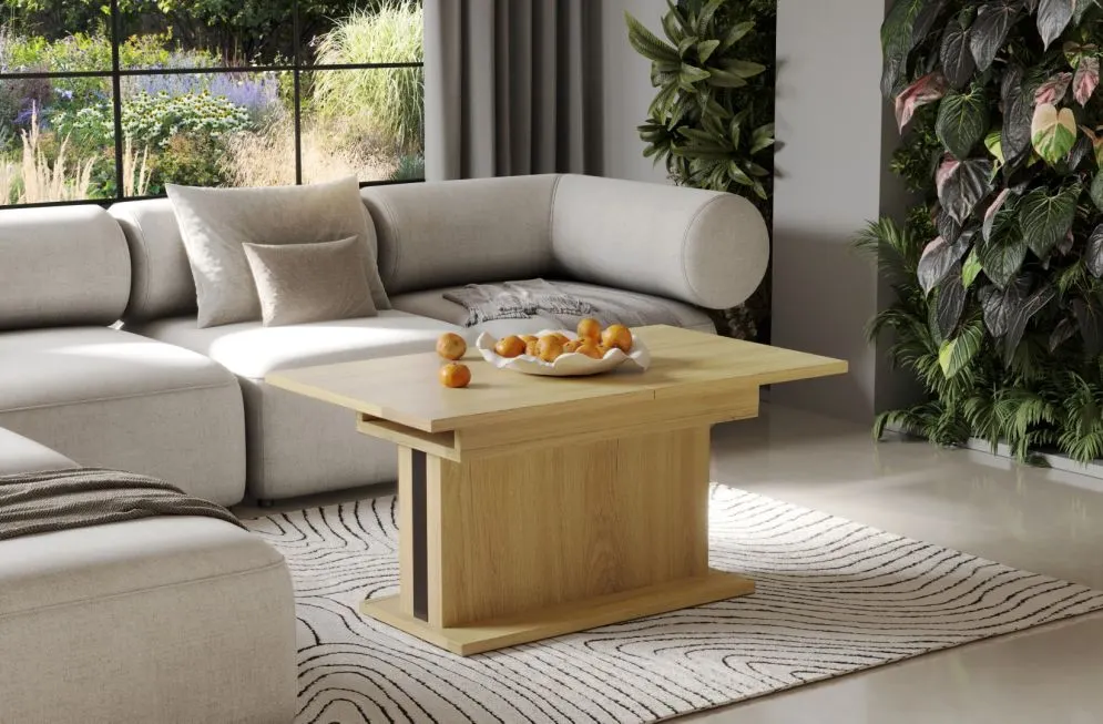 Ława rozkładana SOLARIS 110(170)x65 dąb natura z funkcją podnoszenia I sklep meblowy MIRAT.