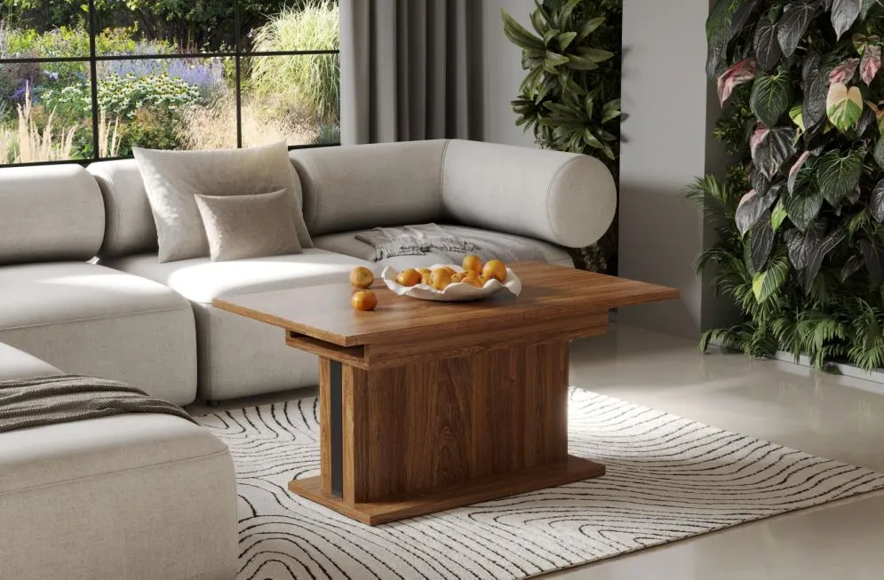 Ława podnoszona SOLARIS 110(170)x65 dąb stirling z funkcją rozkładania I sklep meblowy MIRAT.