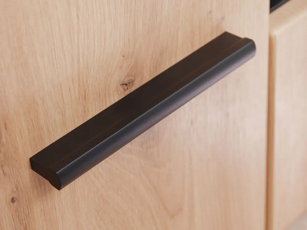 Meblościanka SOLIDO dąb artisan/czarny mat z oświetleniem LED | MIRAT. w stylu LOFT kolekcja