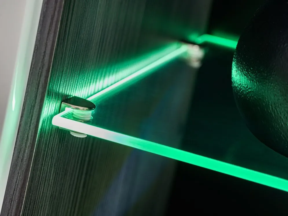 Witryna SOLIDO TWIN sosna czarna/biały połysk z podświetleniem LED | MIRAT.  kolekcja SOLIDO