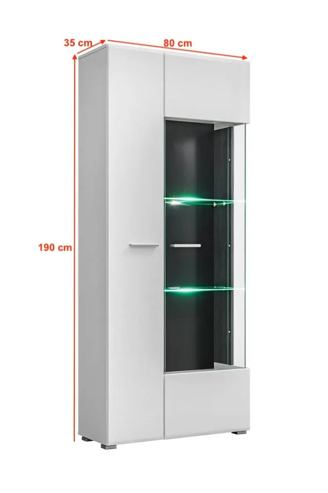 Witryna SOLIDO TWIN sosna czarna/biały połysk z podświetleniem LED | MIRAT.  kolekcja SOLIDO