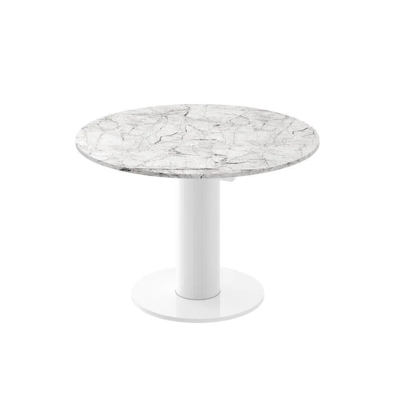 Stół rozkładany SOLO LUX 100(144)x100 biały marmur/biały połysk nowoczesny I sklep meblowy MIRAT.