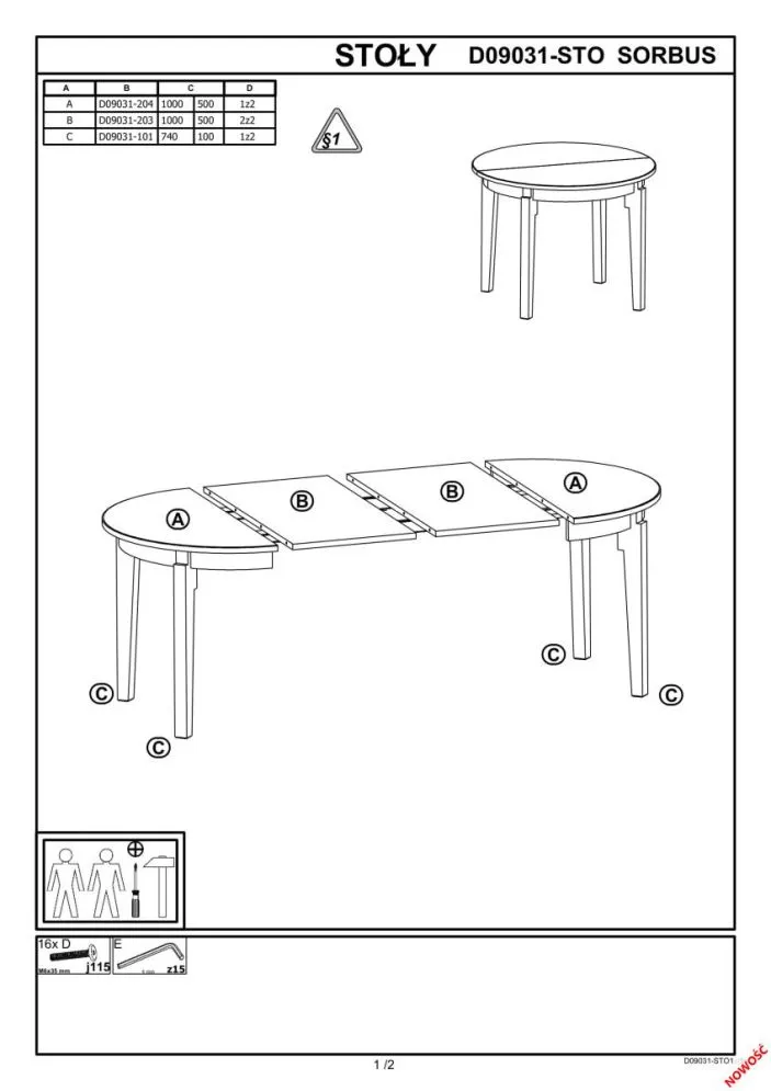 Rozkładany stół SORBUS 100(200)x100 do salonu | MIRAT. w stylu kolekcja SORBUS