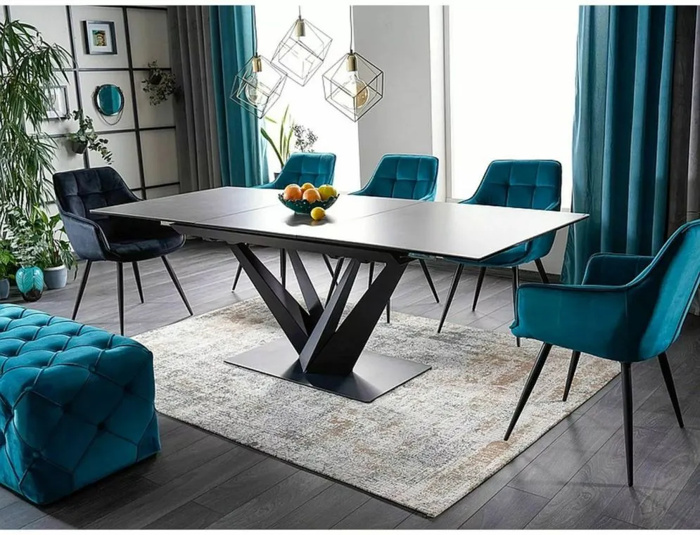 Stół rozkładany SORENTO CERAMIC 160(220)x90 ciemnoszary/czarny mat designerski I sklep meblowy MIRAT. styl GLAMOUR