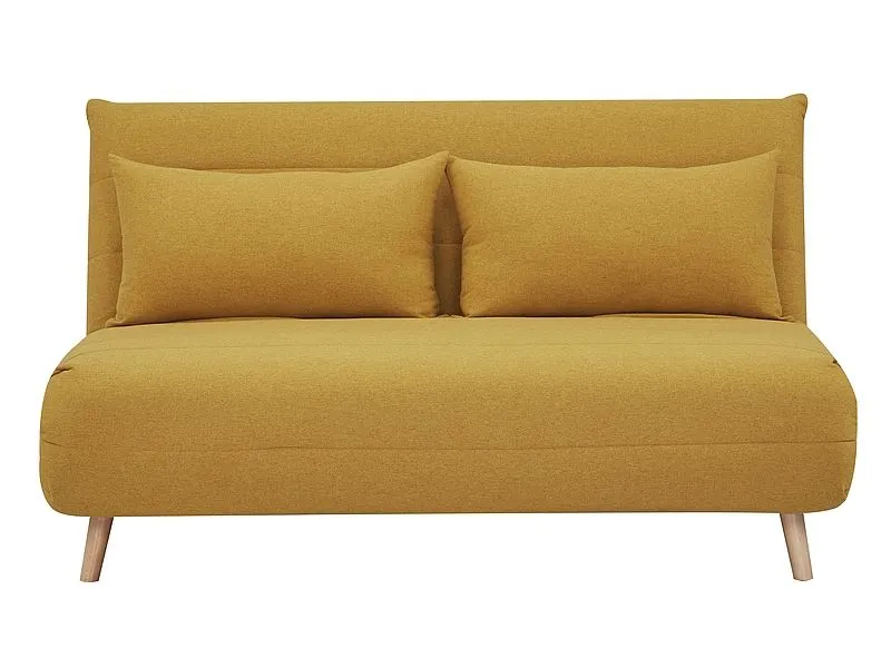 Sofa rozkładana z funkcją spania SPIKE II curry z poduszkami | MIRAT. styl SKANDYNAWSKI